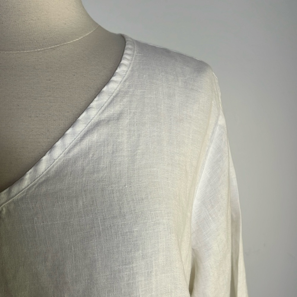 Flax linen v neck pullover top size medium - Picture 2 of 10